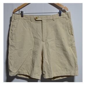 Nat Nast Men's Lux Originals Khaki Silk Cotton Blend Shorts Size 38 Elevated